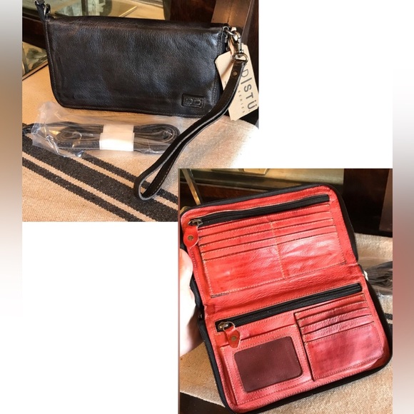 Bed Stu Handbags - NWT Bed Stu TEMPLETON II Black Indie Red Rustic Crossbody Wallet Clutch MSRP 185